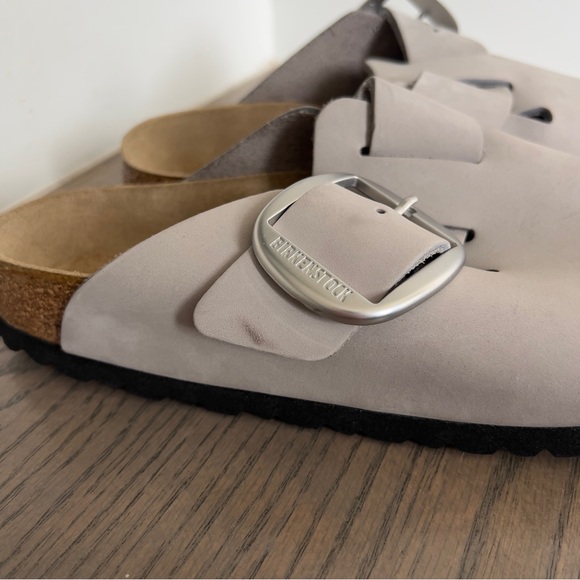Birkenstock Anthropologie Boston Big Buckle Clogs in Stone Coin Grey - Picture 3 of 8